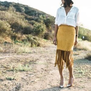 Misguided Suede Fringe Skirt - SOLD